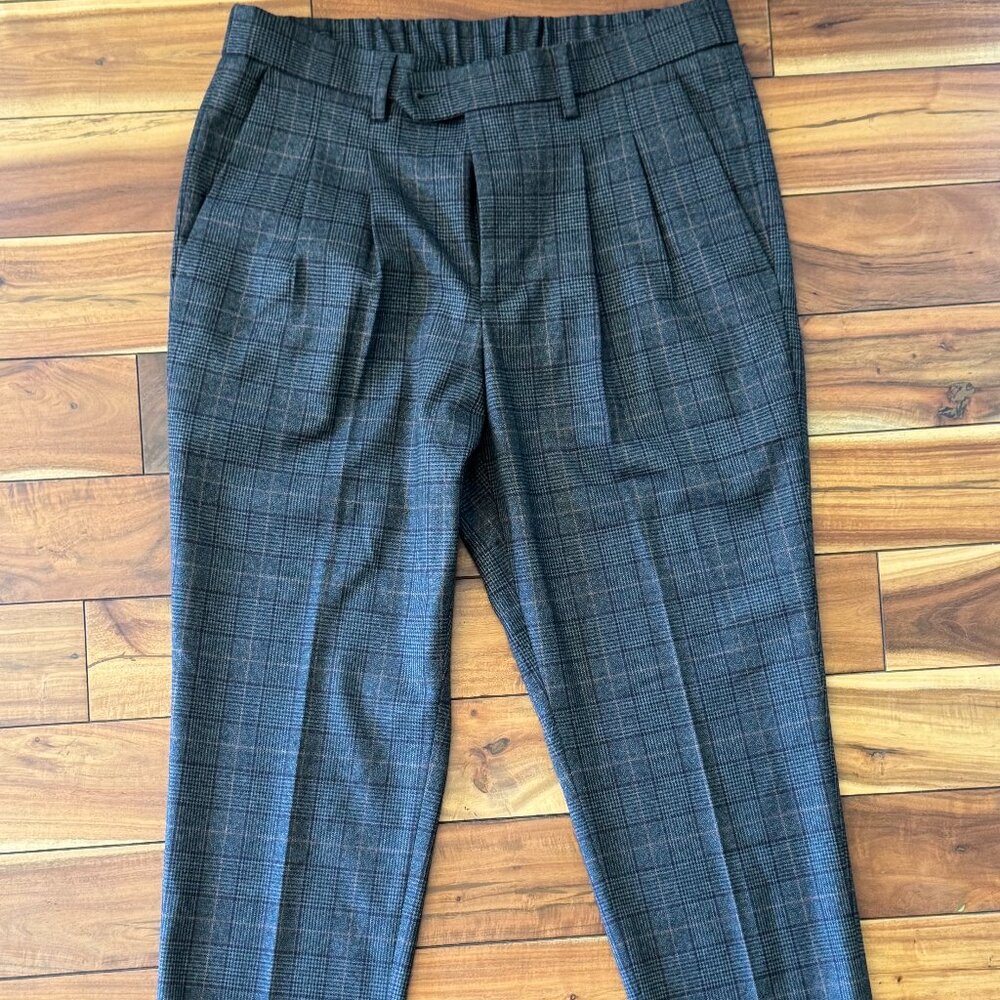 Express Charcoal Glen Plaid Slim Suit Pants 40R